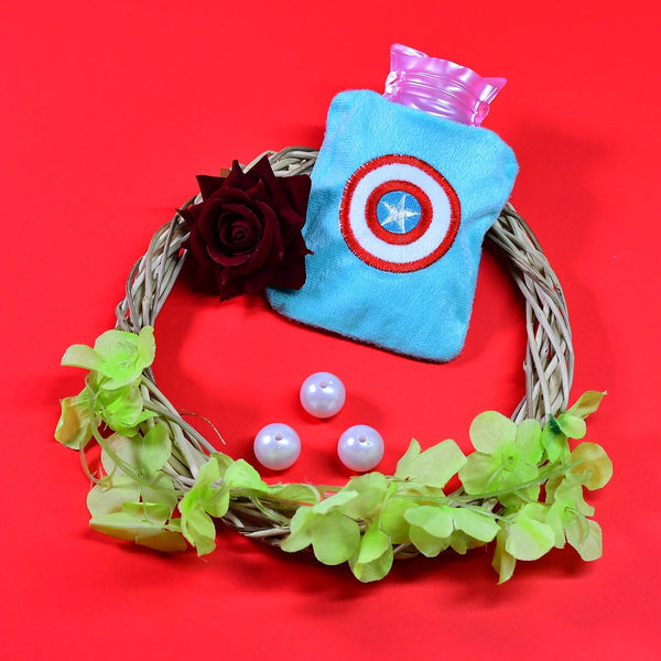 Captain America Print Small Hot Water Bag with Cover for Pain Relief the24kgal