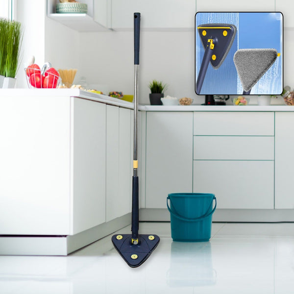 Rotatable Adjustable Triangle Cleaning Mop Triangle Mop with Stainless Steel Long Handle Push-Pull Squeezing Cleaning Mop Dry & Wet Mop for Floor Windows (1 Pc) the24kgal