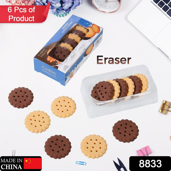 Biscuit-Shaped Erasers | Fun Rubber Stationery for Kids | Creative Birthday Gift Toy (6 Pcs Set) the24kgal