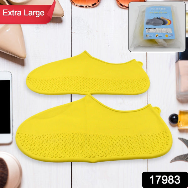 Non-Slip Silicone Rain Reusable Anti skid Waterproof Fordable Boot Shoe Cover (Extra Large Size (XL)/ 1 Pair / Mix Color) the24kgal