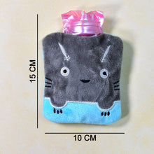 Grey Cat Print Small Hot Water Bag with Cover for Pain Relief the24kgal