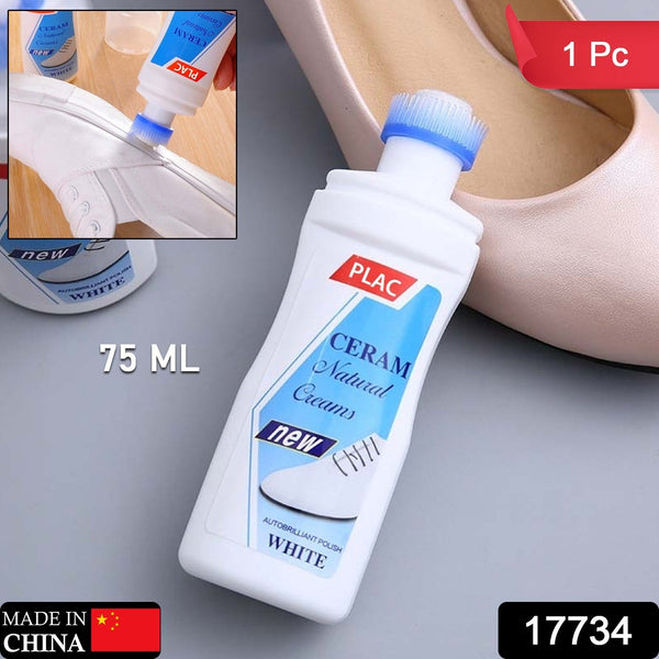 White Shoe Brightener with Removal of Dirt and Whitening Function White Shoes Cleaner with Brush Head for Dirty Shoe Polish Natural Waxes (75 ML) the24kgal