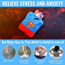 Superman Print Small Hot Water Bag with Cover for Pain Relief the24kgal