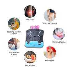 Grey Cat Print Small Hot Water Bag with Cover for Pain Relief the24kgal
