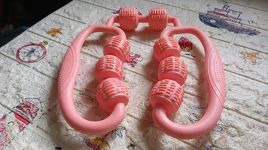 Muscle Massage Roller 8 Wheels Relieve Soreness Leg Muscle Roller Fitness Roller Muscle Relaxer Massage Roller Ring Clip All Round Massaging Uniform Force Elastic PP Drop Shaped for Home Use (1 Pc) the24kgal