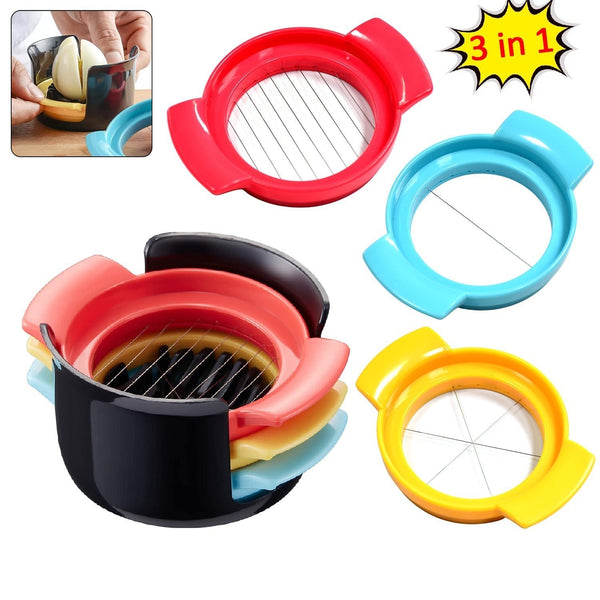 Multifunctional 3-in-1 Egg Cutter - Stainless Steel Slicing Tool with Durable Wires the24kgal