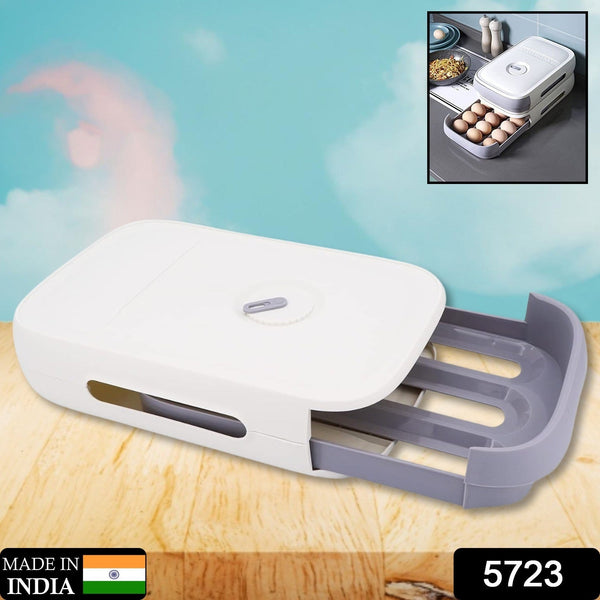 Egg Storage Box Plastic Egg Drawer Fridge Egg Organizer Egg Keeper Refrigerator Egg Drawer Plastic Egg Carton Covered Egg Holder Pantry Egg Bin Household Egg Tray (1 Pc) the24kgal