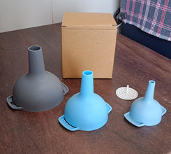 3 in 1 Kitchen Funnel Set of 3, Funnel for Filling Bottle, Small Canning Funnel with Handle, Food Grade Plastic Funnel with Detachable Strainer Filter for Liquid, Dry Ingredients, and Powder the24kgal
