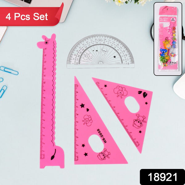 Cute Cartoon Giraffe Ruler / Scale Meter Ruler / Triangle Ruler (4 Pc Set) the24kgal