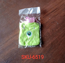 Green One-Eyed Monster Print Small Hot Water Bag with Cover for Pain Relief the24kgal