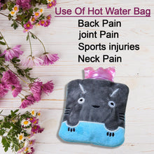 Grey Cat Print Small Hot Water Bag with Cover for Pain Relief the24kgal