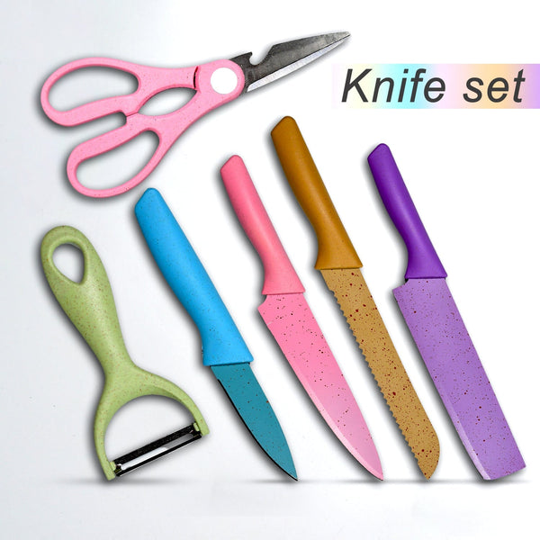 Corrugated 6Pc Kitchen Knife Set Professional Box Knife Set 6 Piece Forged Kitchen Knives with Box. the24kgal
