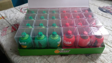 2-in-1 3D Cold Drink Bottle Shape Rubber Pencil Sharpener and Eraser Set, Stationery for Kids School Boys Girls, Birthday Return Gifts (24 Pcs Set ) the24kgal