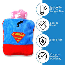 Superman Print Small Hot Water Bag with Cover for Pain Relief the24kgal
