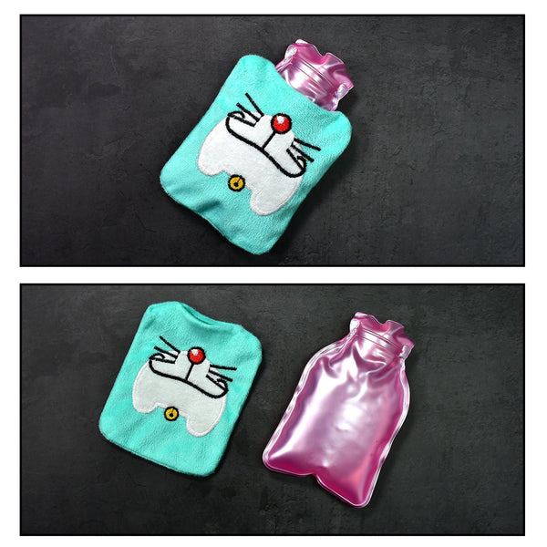 Doremon Cartoon Small Hot Water Bag with Cover for Pain Relief the24kgal