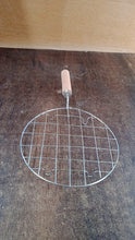Kitchen Round Stainless Steel Roaster Papad Jali, Barbecue Grill with Wooden Handle the24kgal