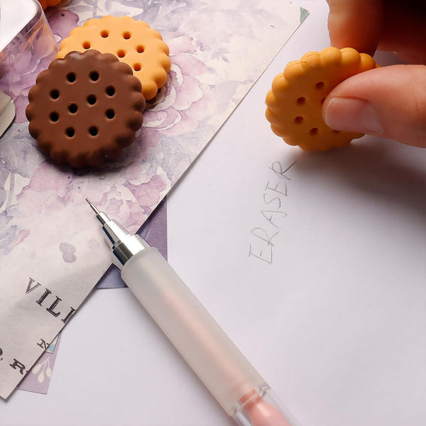 Biscuit-Shaped Erasers | Fun Rubber Stationery for Kids | Creative Birthday Gift Toy (6 Pcs Set) the24kgal