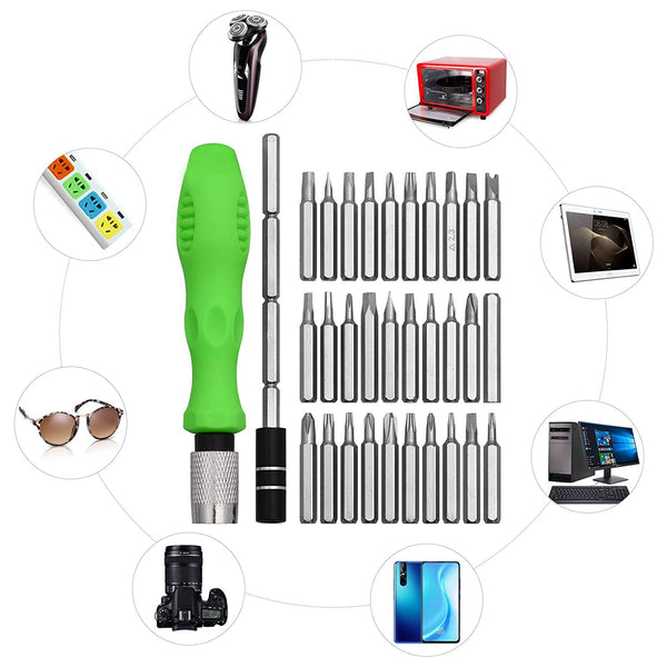 32 in 1 Mini Screwdriver Bits Set with Magnetic Flexible Extension Rod the24kgal