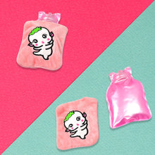 Pink Cartoon Small Hot Water Bag with Cover for Pain Relief the24kgal