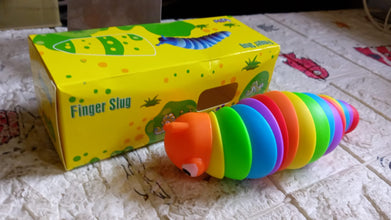 3D Rainbow Color Plastic Slug Fidget Toys, Stress Relieving Toy, Sensory Slug Toy for Boys and Girls, Finger slug Toy, for Autistic, Caterpillar Fidget Toys Stress Relief Gifts for Toddlers Kids Adults  (1 Pc) the24kgal