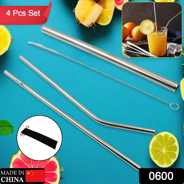 Reusable Stainless Steel Straws with Case for Drinking (4 Pc, Eco-Friendly) the24kgal