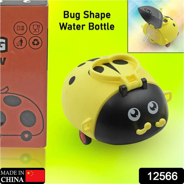 Cute Plastic Bug Shape Water Bottle with adjustable shoulder strap, 4 wheel &  Straw, portable drinking cup Water Bottle For Kids | Water Bottle | Return Gift For Kids | Water Bottle With Straw | School Kinds Water Bottle (1 Pc) the24kgal
