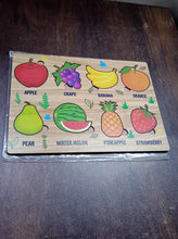Wooden Fruits Puzzle Learning Educational Board (1 Set / 28×20 Cm) the24kgal