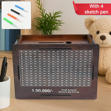 Wooden Money / Piggy Bank, Money Box (1 Pc / 4 sketch Pen) the24kgal