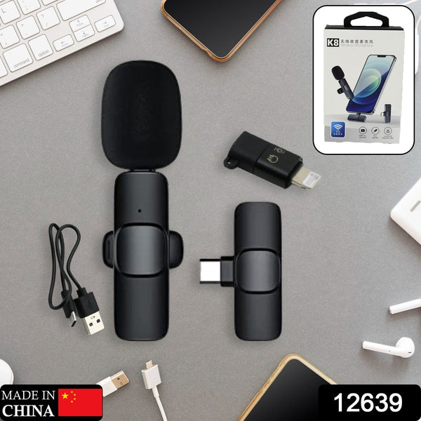 Intelligent Noise Cancelling Live Streaming Clip on Microphone for Type-C & for iPhone with Charging Mini Wireless Lapel Collar Microphone the24kgal