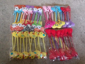 Cute Cartoon Shape & Heart Design Facy Writting Pen Attached Rattle | Ball Pen Smooth Writing For Wedding , Events & Multiuse Pen  Best Pen l Use for Kids (12 Pcs Set Mix Design & Color) the24kgal