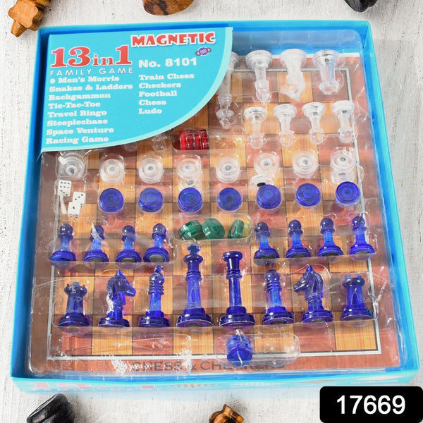 13 in 1 Family Board Game Chess, Snakes & Ladders, Ludo, Tic-Tac-Toe, Checkers, Travel Bingo, Football, Space Venture, Steeplechase Set for Kids the24kgal