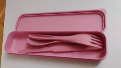 4 in 1 Travel Utensils Plastic Spoons and Forks Sets for Lunch Box (3 Pc With Case) the24kgal