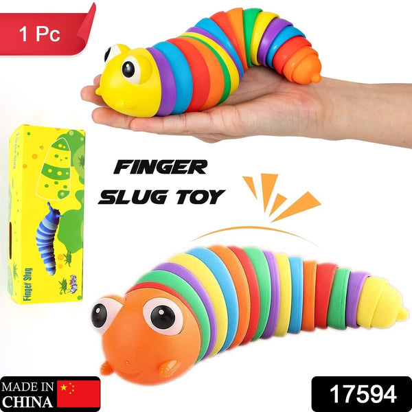 3D Rainbow Color Plastic Slug Fidget Toys, Stress Relieving Toy, Sensory Slug Toy for Boys and Girls, Finger slug Toy, for Autistic, Caterpillar Fidget Toys Stress Relief Gifts for Toddlers Kids Adults  (1 Pc) the24kgal