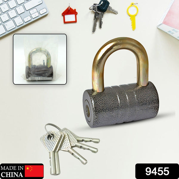 Heavy-Duty Iron Padlock – 82mm Black Spray Lock with Brass Core & 5 Keys, Waterproof & Anti-Theft the24kgal