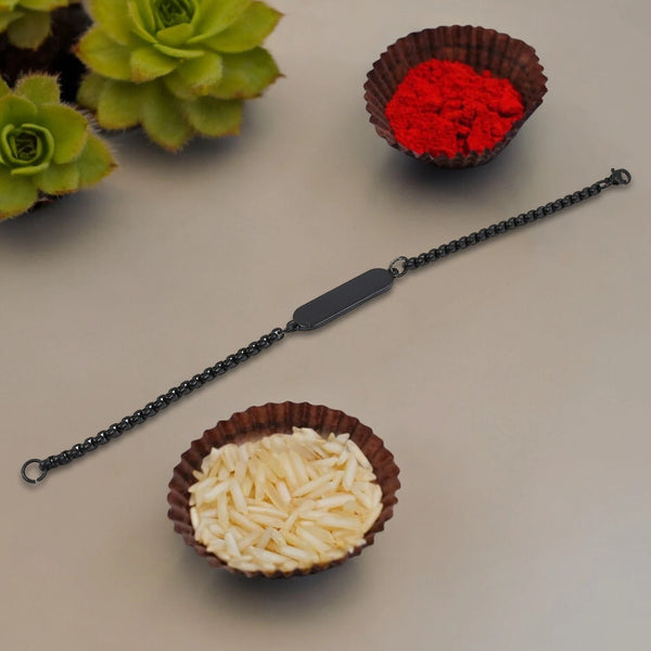 Black Bracelet Rakhi Gift Bracelet (1 Pc) Wukusy