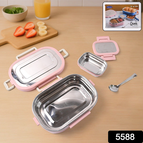 Qunic Stainless Steel Snack Lunch Box (With Small Box) the24kgal