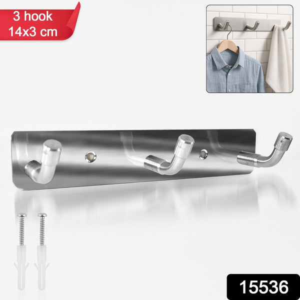 Stainless Steel Wall Mounted Coat 3 Hook Rack (14x3 / 1 Pc) the24kgal