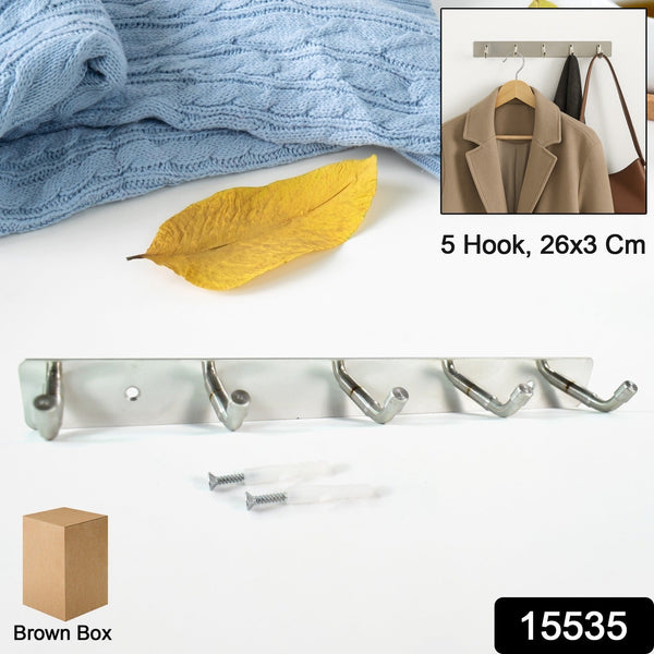 Stainless Steel Wall Mounted Coat 5 Hook Rack (26x3 / 1 Pc) the24kgal