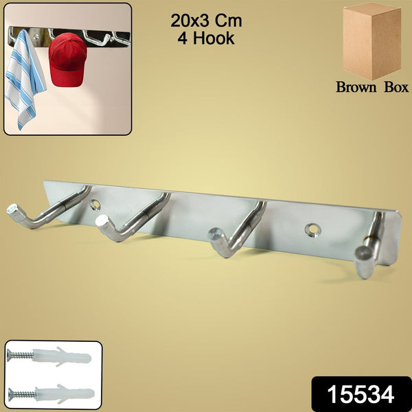Stainless Steel Wall Mounted Coat 4 Hook Rack (20x3 / 1 Pc) the24kgal