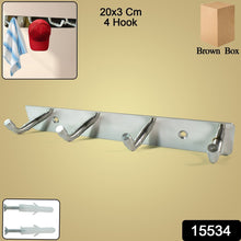 Stainless Steel Wall Mounted Coat 4 Hook Rack (20x3 / 1 Pc) the24kgal