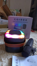 Wireless Speaker Microphone Set, RGB Light Support Memory Card PortableKaraoke Machine Perfect  for Travel TV the24kgal