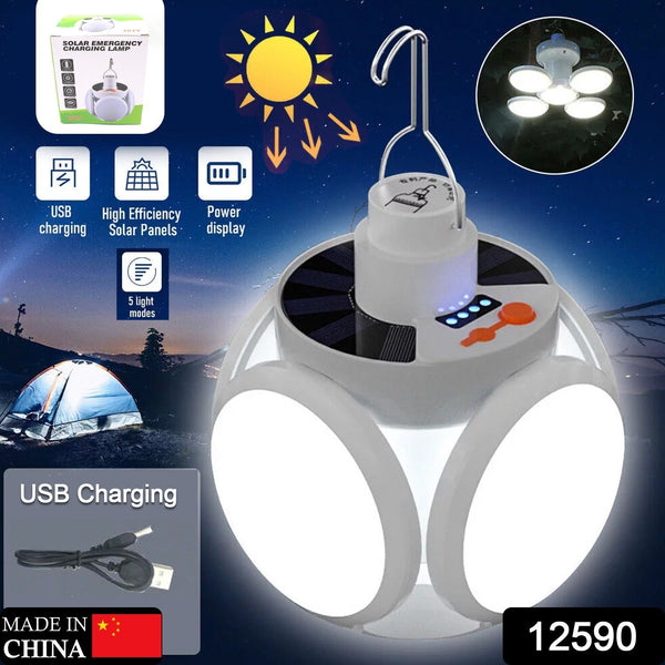 Solar Multi-Functional Emergency LED Light – USB Rechargeable, 5 Modes, Foldable, SOS & IP65 Waterproof the24kgal