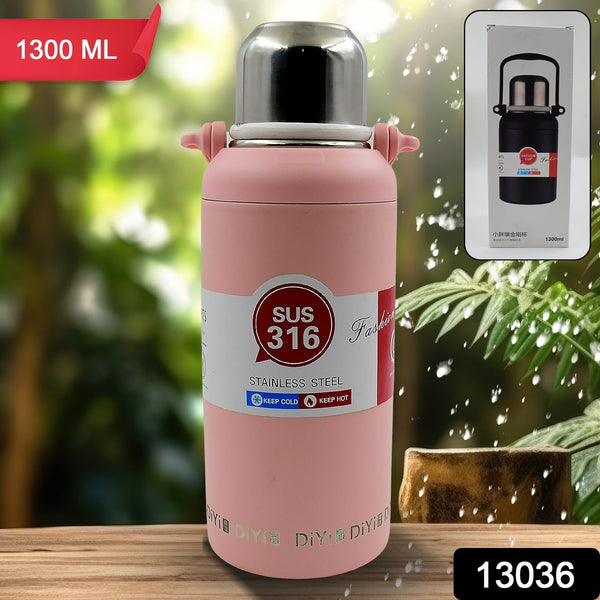 Stainless Steel tumblers 316 Stainless Steel, Vacuum Insulated Cup / Bottle, Portable Travel Kettle / Water Bottle with Handle, Outdoor Large Capacity Sports Kettle Cups / Bottle (1300 ML) the24kgal