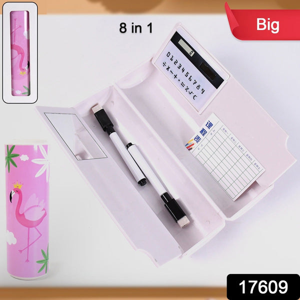 8 in 1 Compass Box, Geometry Box 2 Compartment, Pencil Box with 1 Calculator, 1 Mirror, 2 in 1 Marker Pen the24kgal