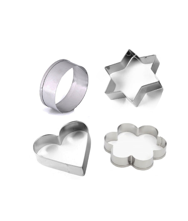0827 Cookie Cutter Stainless Steel Cookie Cutter with Shape Heart Round Star and Flower (4 Pieces) the24kgal