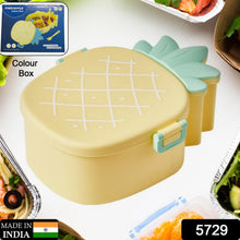 Kids Lunch Box Cute Pineapple Shaped Bento Box with Fork Spoon Snack Container Microwave Portable Office Lunch Box (1 Pc / With Spoon, Fork & Color Box) the24kgal
