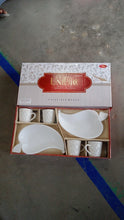 Unibic Ceramic Tea Cups With Plastic Leaf Shape tray / Platter (6 Pcs Set) the24kgal