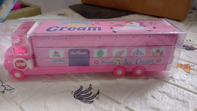 Double Decker Magic Truck Compass Multi Level Metal Truck Compass Pencil Case with Movable Wheels & Sharpener (Mix Design) the24kgal