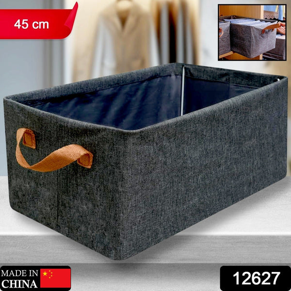 FOLDABLE STORAGE BOX HANDLES, COTTON AND LINEN STORAGE BINS AND BASKETS ORGANIZER FOR NURSERY, CLOSET, BEDROOM, HOME (45 Cm) the24kgal