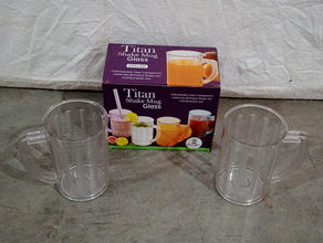 Stylish Juice Glass With Handle, Water Glass, Beer Glass, Milk Shake Glass, Multipurpose Glass Plastic Beer Mug, Unbreakable Beer Tasting Glasses, Clear Juice Glasses Suitable for Kids (2 pc) the24kgal